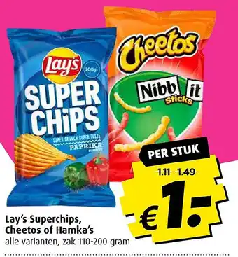 Boni Lay's superchips, cheetos of hamka's aanbieding