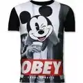 Spartoo T-shirt Korte Mouw Local Fanatic Obey Mouse Digital Rhinestone aanbieding