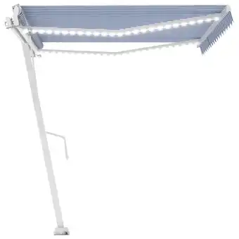 fonQ vidaXL Luifel automatisch met LED en windsensor 450x300 cm blauw wit aanbieding