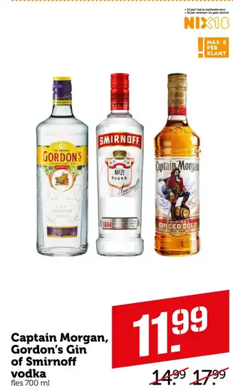 Coop Captain morgan, gordon's gin of smirnoff vodka aanbieding