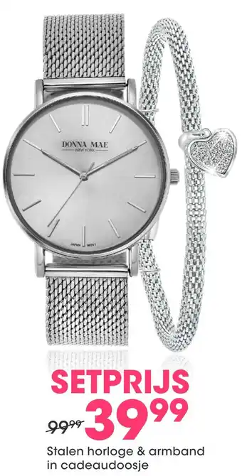 Lucardi Stalen horloge & armband aanbieding