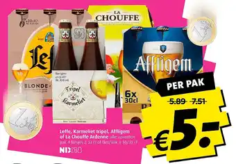 Boni Leffe, karmeliet tripel, affligem of la chouffe ardenne aanbieding