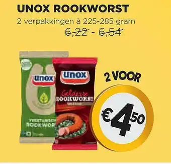 Jumbo Unox Rookworst  225-285 gram aanbieding