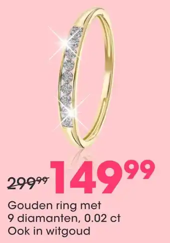 Lucardi Gouden ring met 9 diamanten, 0.02 ct aanbieding