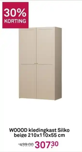 Karwei WOOOD kledingkast Silko beige 210x110x55 cm aanbieding