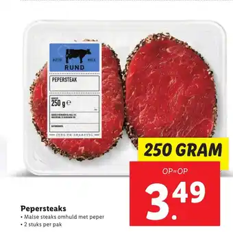 Lidl Pepersteaks 250f aanbieding