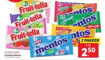 Lidl Fruittella of Mentos aanbieding