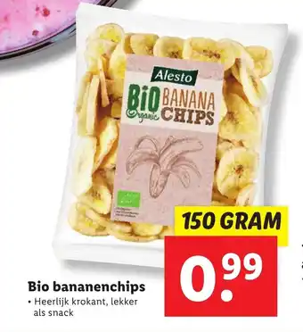 Lidl Bio bananenchips 150g aanbieding