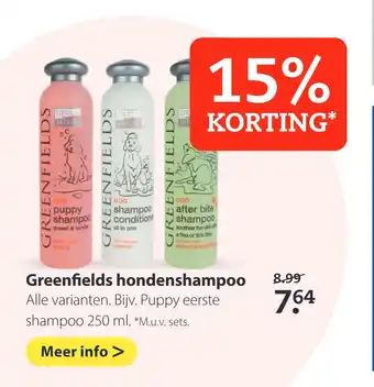 Pets Place Greenfields hondenshampoo 250 ml aanbieding