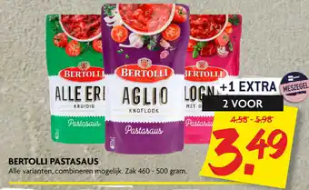 Dekamarkt Bertolli pastasaus 460-500 gram aanbieding