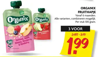 Dekamarkt Organix fruithapje 100 gram aanbieding