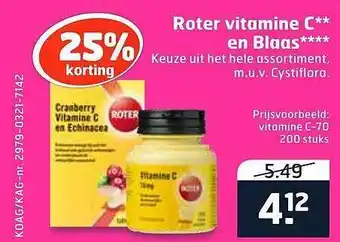 Trekpleister Roter vitamine c en blaas 25% Korting aanbieding