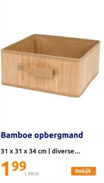 Action Bamboe opbergmand 31 x 31 x 34 cm aanbieding