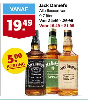 Hoogvliet Jack Daniel's 0.7 liter aanbieding