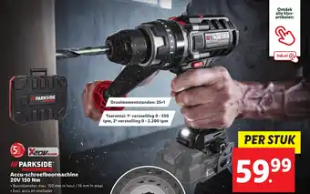 Lidl PARKSIDE Accu-schroefboormachine 20V 150 nm aanbieding