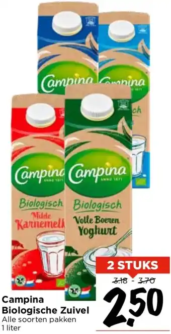 Vomar Voordeelmarkt Campina Biologische Zuivel 1 liter aanbieding