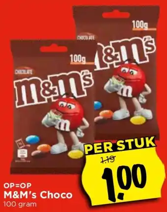 Vomar Voordeelmarkt M&M's Choco 100 gram aanbieding