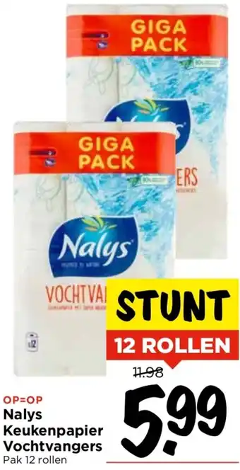 Vomar Voordeelmarkt Nalys Keukenpapier Vochtvangers Pak 12 rollen aanbieding