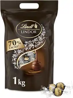 Amazon Lindt LINDOR 70% pure chocolade bonbons 1kg - 80 zacht smeltende pure chocolade bonbons - ideaal om te delen - hersluitbare v aanbieding