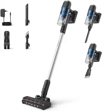 Amazon Philips Snoerloze Stofzuiger 3000-Serie, Digitale Motor, Nauwkeurig LED-Mondstuk, 60 min Werktijd, Afneembare Batterij, Power aanbieding