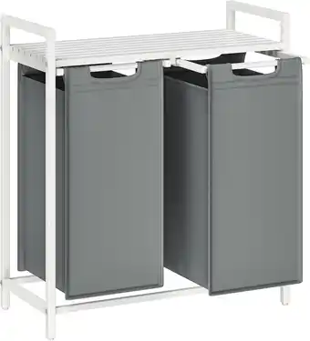 Amazon VASAGLE - Wasmand, mand voor vuile was, met 2 vakken en 2 verwijderbare zakken van Oxford-stof, werkblad, metalen frame - 2 x aanbieding