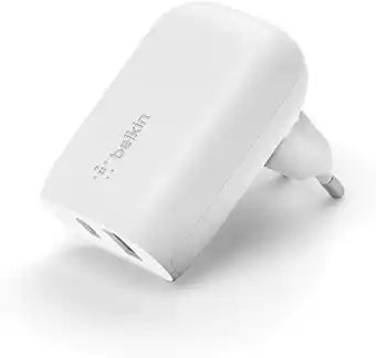 Amazon Belkin 37 W Usb Type-C Pps Pd 2-Poorts Wandlader, 25 W Power Delivery Usb-C-Poort En 13 W Usb-A-Poort Voor Het Snelladen Van aanbieding