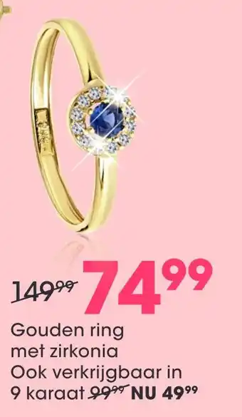 Lucardi Gouden ring met zirkonia aanbieding