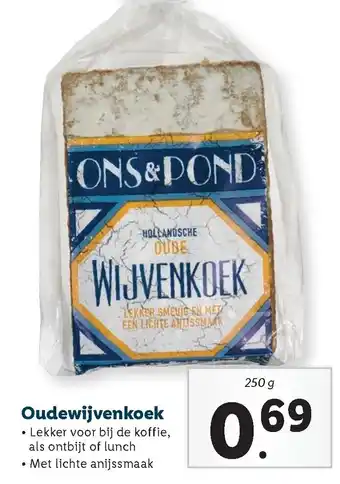 Lidl Ons&Pond Oudewijvenkoek 250g aanbieding