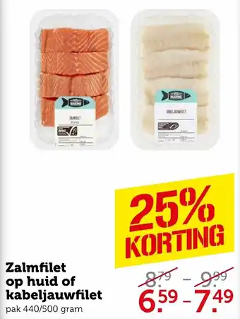 Coop Zalmfilet op huid of kabeljauwfilet 440/500g aanbieding