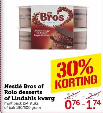 Coop Nestle Bros of Rolo desserts of Lindahls kvarg 150/500g aanbieding