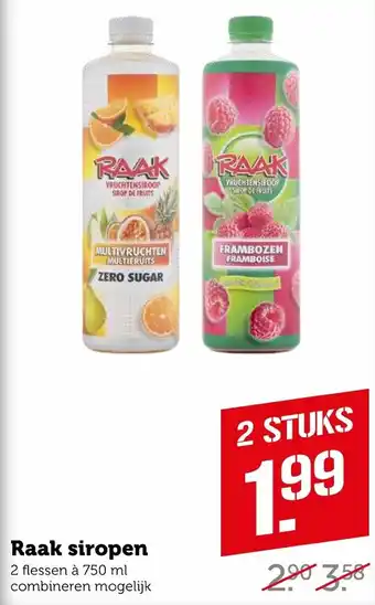 Coop Raak siropen 750ml aanbieding