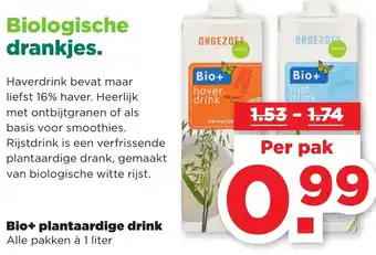 PLUS Bio+ plantaardige drink 1 liter aanbieding