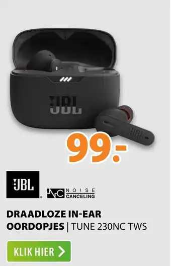 Expert JBL draadloze in-ear oordopjes Tune 230NC TWS aanbieding