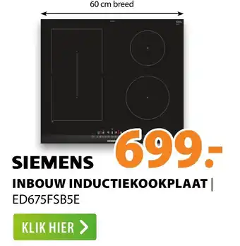 Expert SIEMENS Inbouw inductiekookplaat ED675FSB5E aanbieding