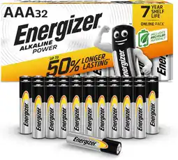 Amazon Energizer batterijen AAA, alkaline Power, 32 stuks (Amazon Exclusive) aanbieding