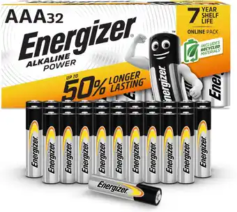 Amazon Energizer batterijen AAA, alkaline Power, 32 stuks (Amazon Exclusive) aanbieding