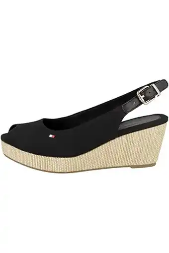 Amazon Tommy Hilfiger Iconic Elba Sling Back Wedge dames peeptoe sandalen aanbieding