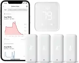 Amazon SwitchBot Wifi-thermometer, hygrometer, voor binnen en buiten, 4 stuks met hub 2, IP65 waterdichte temperatuur- en vochtighei aanbieding