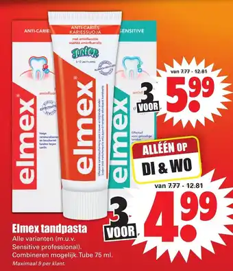 Dirk Elmex tandpasta 75 ml aanbieding