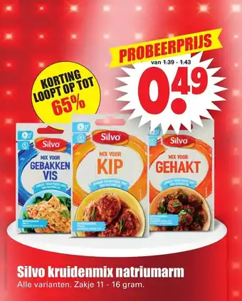 Dirk Silvo kruidenmix natriumarm 11-16 gram aanbieding