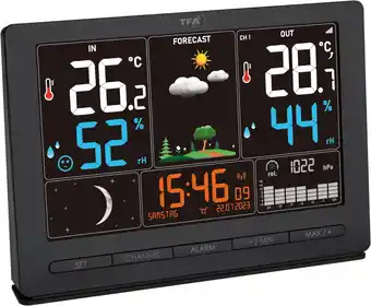 Amazon TFA Dostmann draadloze weerstation Season 2, 35.1118.01, met buitenzender, weersvoorspelling, kleurendisplay, temperatuur en aanbieding