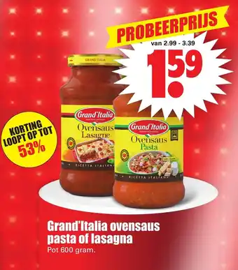 Dirk Grand'Italia ovensaus pasta of lasagna 600 gram aanbieding