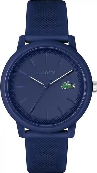 Amazon Lacoste Mannen analoog kwarts horloge met siliconen band 2011172, Blauw aanbieding