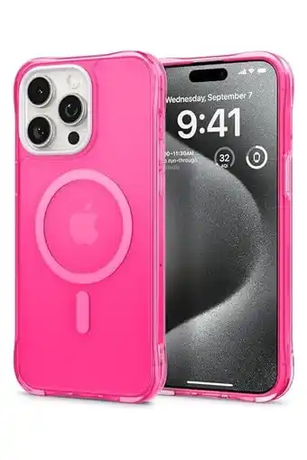 Amazon CYRILL van Spigen Ultra Sheer Mag hoesje compatibel met iPhone 15 Pro (2023) - Hot Pink aanbieding