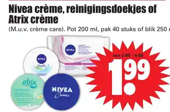 Dirk Nivea creme, reinigingsdoekjes of Atrix creme aanbieding