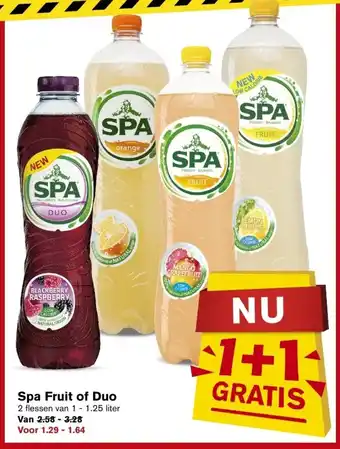 Hoogvliet Spa Fruit of Duo 1-1.25 liter aanbieding