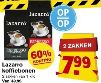 Hoogvliet Lazarro koffiebonen 1 kilo aanbieding