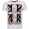 Spartoo Local Fanatic T-shirt Korte Mouw God Save Playtoy Rhinestone aanbieding