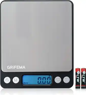 Amazon GRIFEMA GA2003 - Keukenweegschaal met LCD-Scherm, Mini Roestvrijstalen Digitale Weegschaal, Precisieweegschaal 0,01g-500g , 2 aanbieding