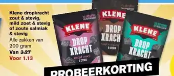 Hoogvliet Klene dropkracht zout & stevig, mild zoet & stevig of zoute salmiak & stevig 200 gram aanbieding